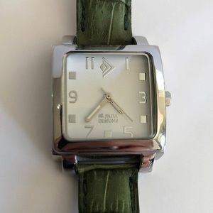 Silpada Watch Green Leather Band